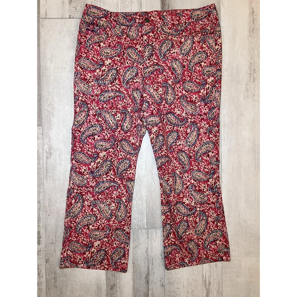 RALPH-Ralph Lauren-Ankle Pant (12) RED LABEL- Paisley-VTG-Preppy-Stretchy-EUC